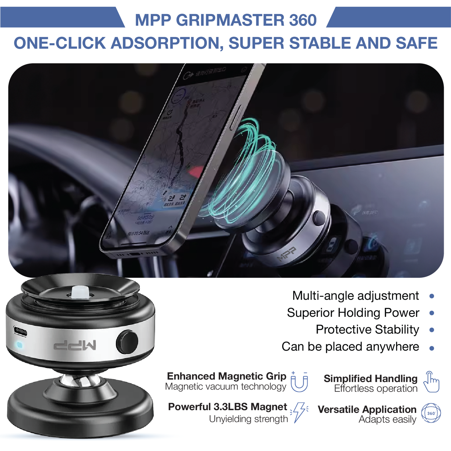 MPP® GripMaster 360 Magnetic Holder Pro New Version 2024 MPP002