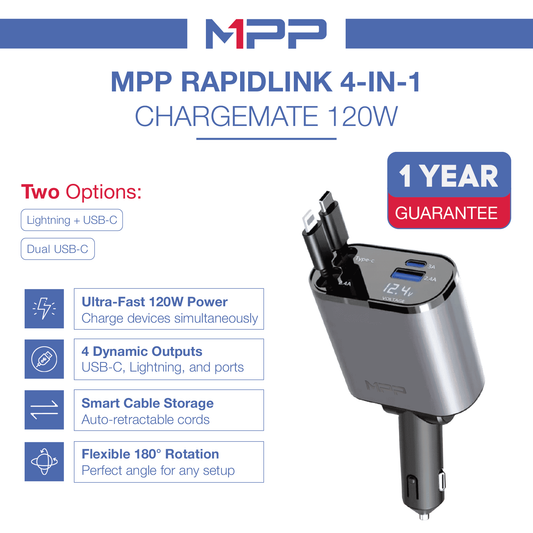 MPP® 4- in - 1 Car Charger Adapter Powerful Fast Charging MPP014